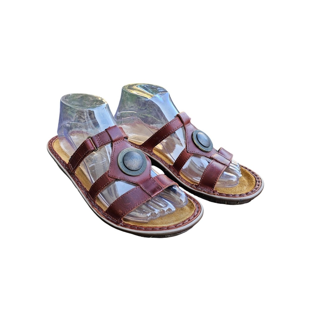 Naot Brown Leather Medallion Sandals EU 37 US 6 Slide Comfort Boho Shoes Travel